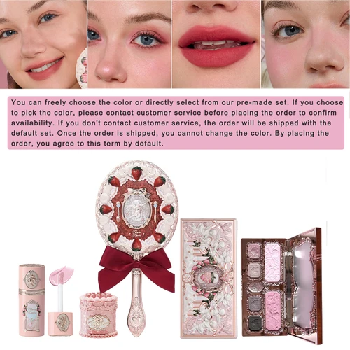Imagen 2 del producto Flower Knows Labial Mate Crema Rubor Líquido Set Cupido Fresa Polvo Compacto Maquillaje Duradero Textura Aterciopelada Ligero No Transfiere