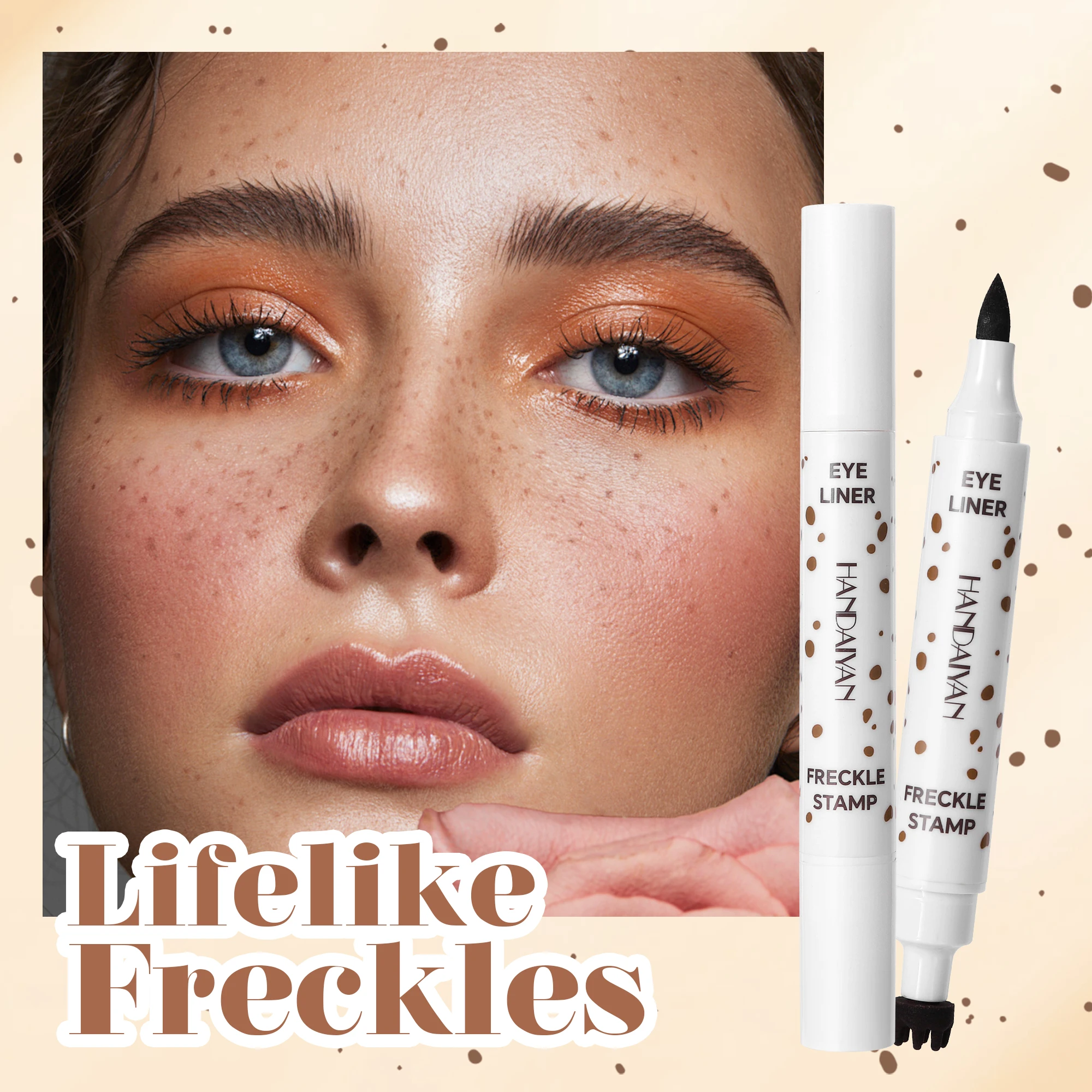 더블 엔드 방수 주근깨 펜 지속적인 모습을 위한 자연스러운 가짜 주근깨 펜 메이크업 라이트/다크 브라운을 위한 도트 스팟 펜