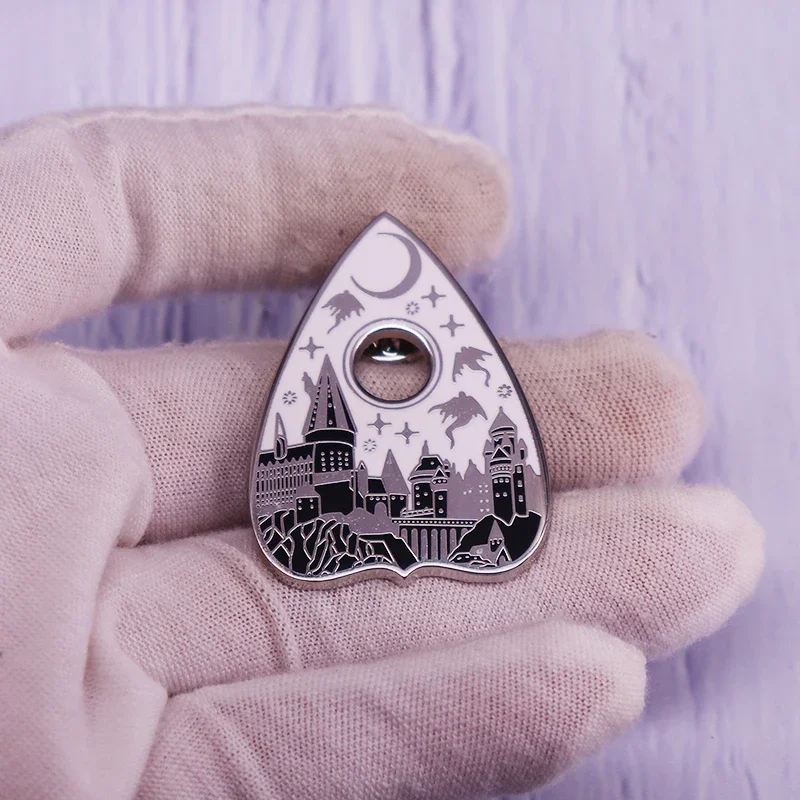 Ouija Board Castle Enamel Pin Moon Ghost Brooch Gothic Spooky Badge Halloween Fashion Jewelry Decoration