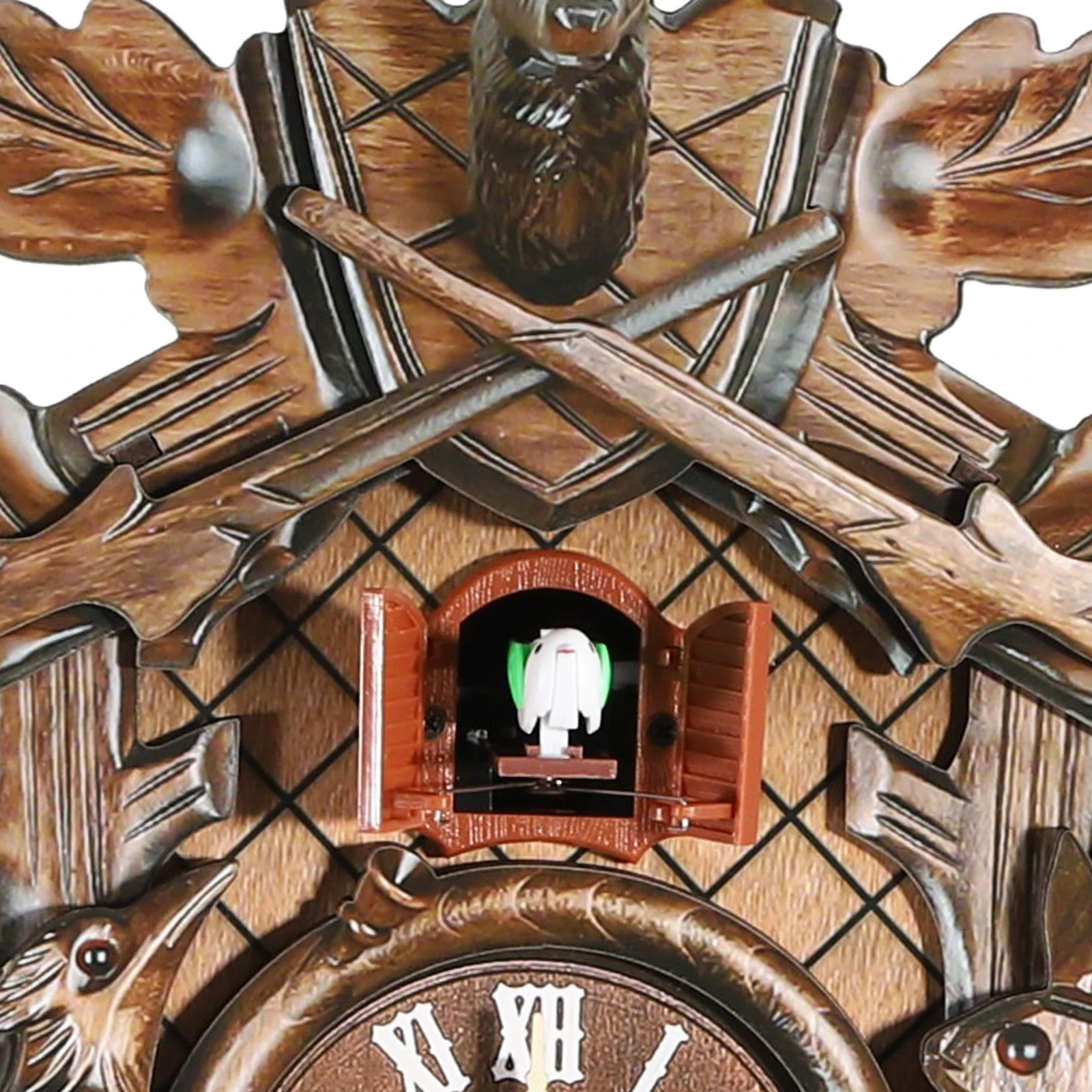 

Wooden Hunter Wall Clock Vintage German Black Forest Wall Clock NEW Vintage Forest Style Cuckoo Clock Deer, Rabbit, Bird Design