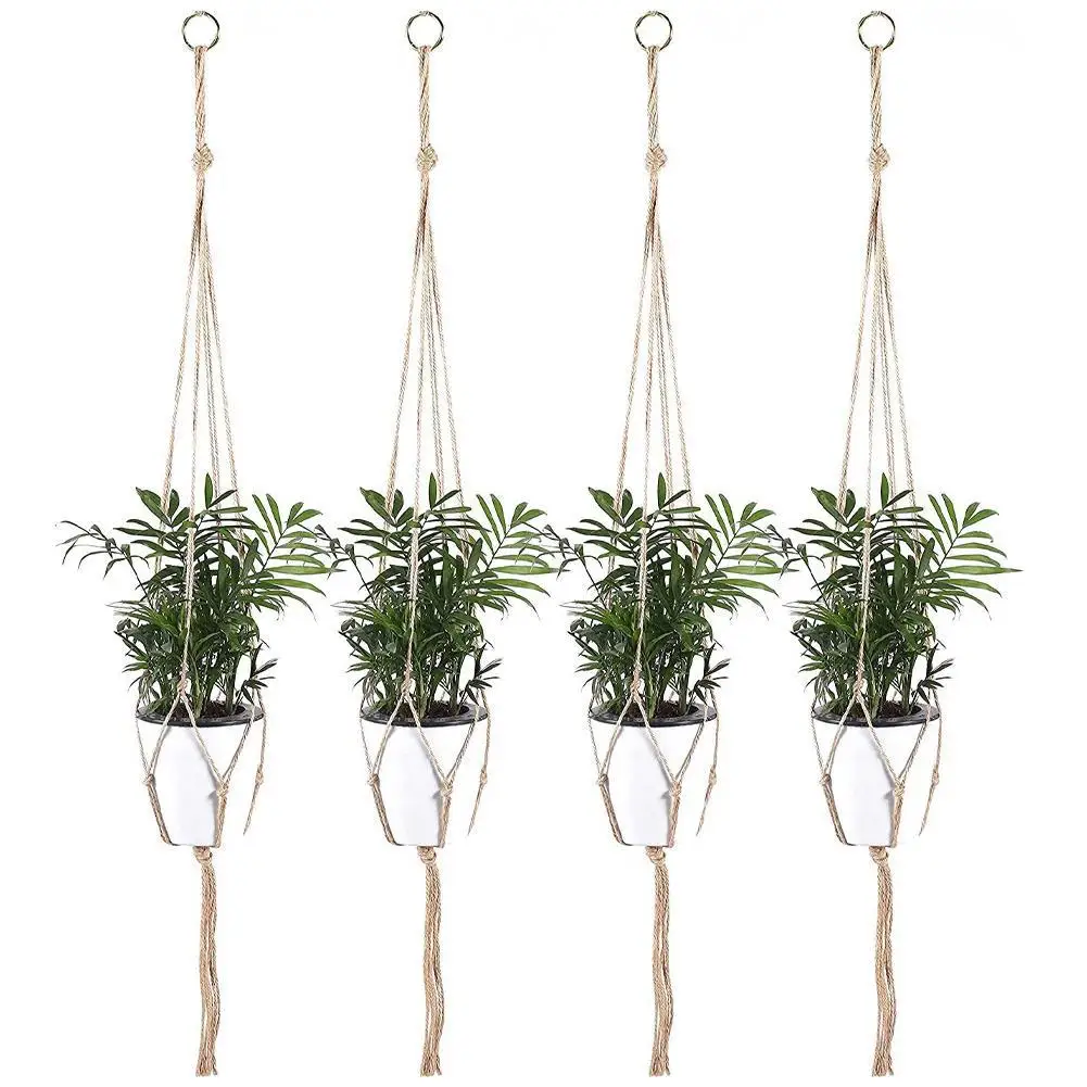 1 pz corda intrecciata cesto appeso vaso di fiori paglia Macrame Net Hanger supporto da giardino pianta artigianale balcone Decor accessori