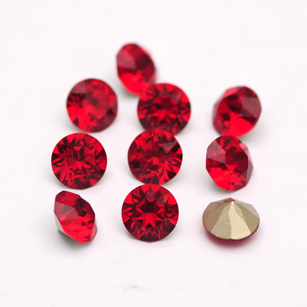 CTPA3bI Light Siam 10PCS Different Shapes DIY Rhinestone Applique Crystals Pointback Glue On Nail Strass Jewelry Red Glass Beads