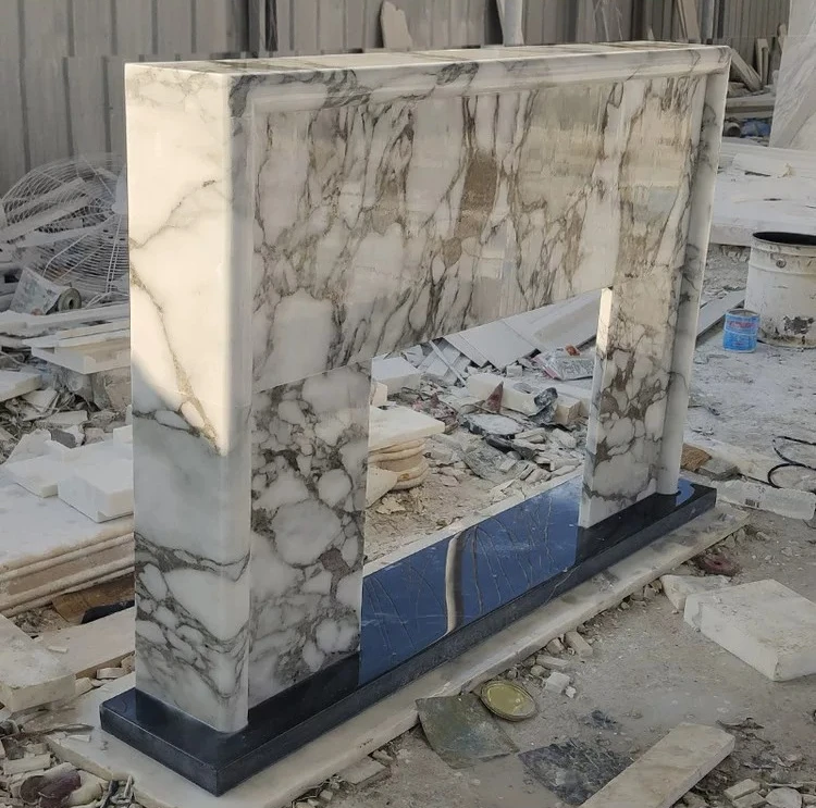 

Modern light luxury marble fireplace French stone carving fireplace stone decorative cabinet mantel