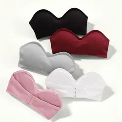 Strapless Bra Tube Top Women Crop Top Non-wire Invisible Bra 3/4 Cup Underwear Sexy Lingerie Cotton Bandeau Bra Removable Pads