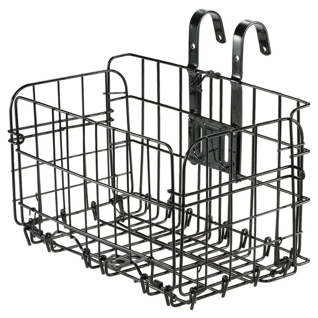 

Black Foldable Bike Basket Heavy Duty Metal Wire Front Or Rear Basket for Folding Mountain Bicycle Space Saving Design