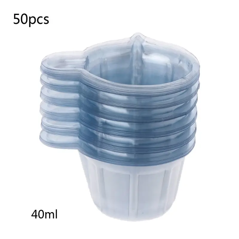 50Pcs Plastic Disposable Portion Cups Mini Mixing Cups Silicone Dispensing Cup Measuring Cup DIY Epoxy Resin Tools 40ml