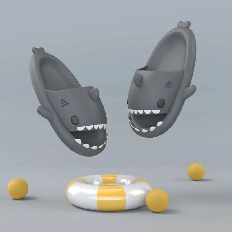 نعال إيفا متينة مانعة للانزلاق للرجال والنساء ، شرائح سميكة ، شبشب مقاوم للماء ، خف خارجي وداخلي ، أزواج ، أطفال ، قرش ، تخفيضات كبيرة