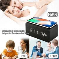 Alarm Clock LED Powered Wooden USB/AAA Digital Table Humidity Electronic Desk Watch Wireless Temperature with Clocks Charging