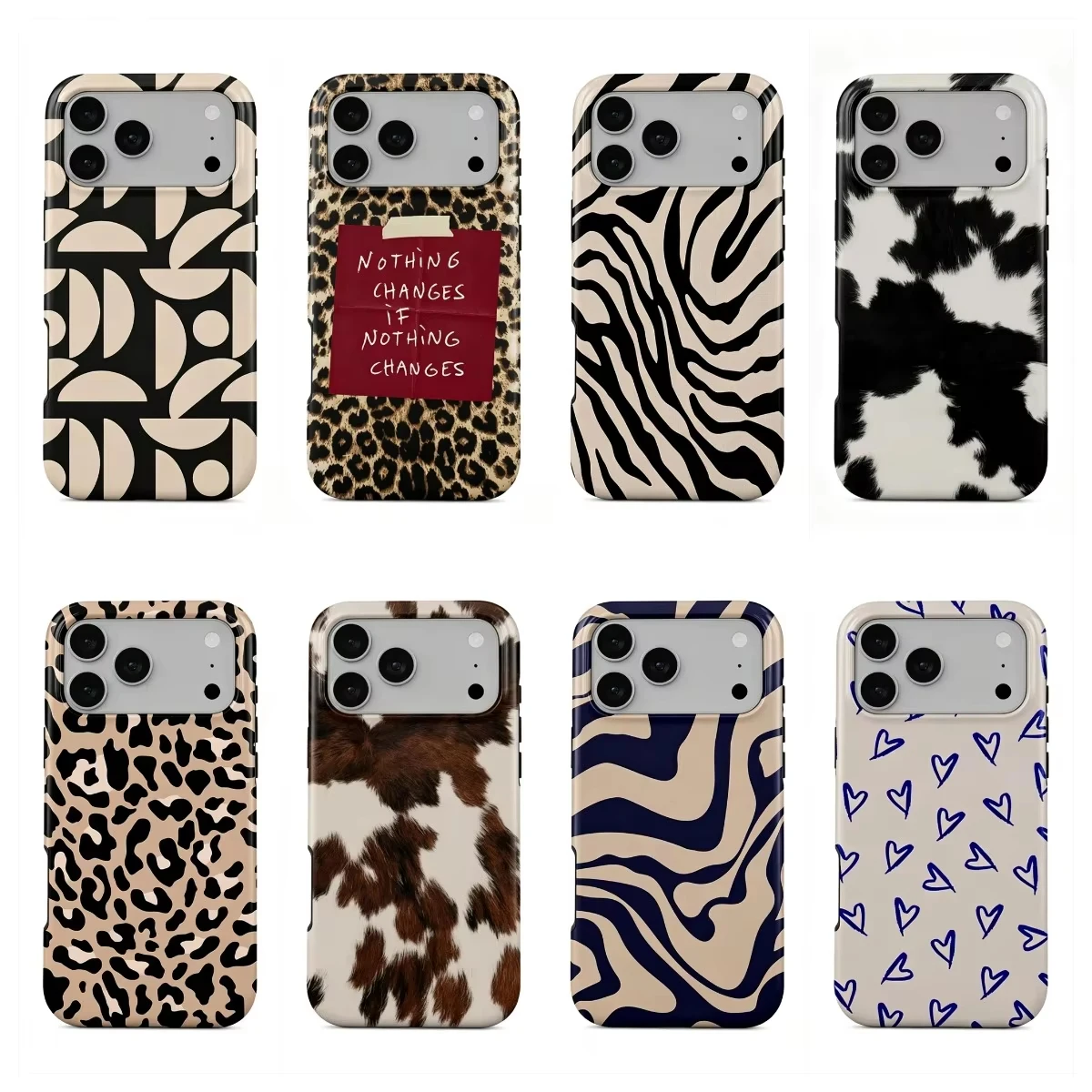 Fashion Animal Print Pattern Phone Case For iPhone Duo 18 Pro Max 17 Air 16 15 14 13 12 11 Double-layer Shockproof Back Cover