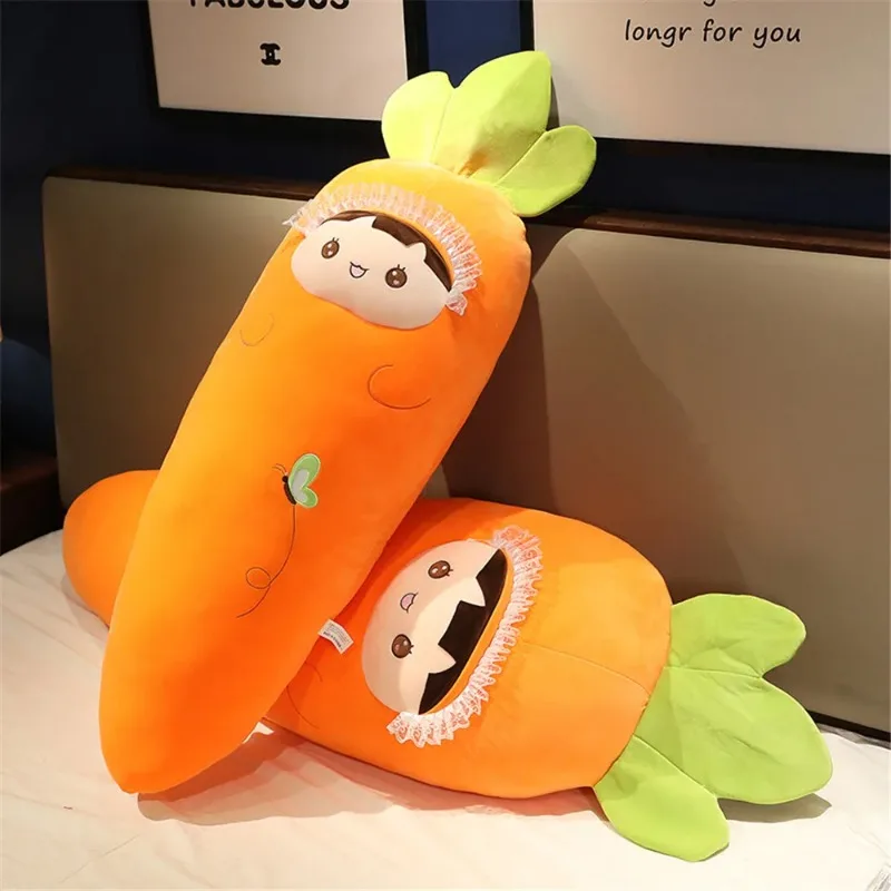 Kawaii Carrot Plush Toy Pillow 45-90cm Simulation Plant Smile Carrot Doll Soft Stuffed Vegetable Doll Birthday Gift Girls Doll