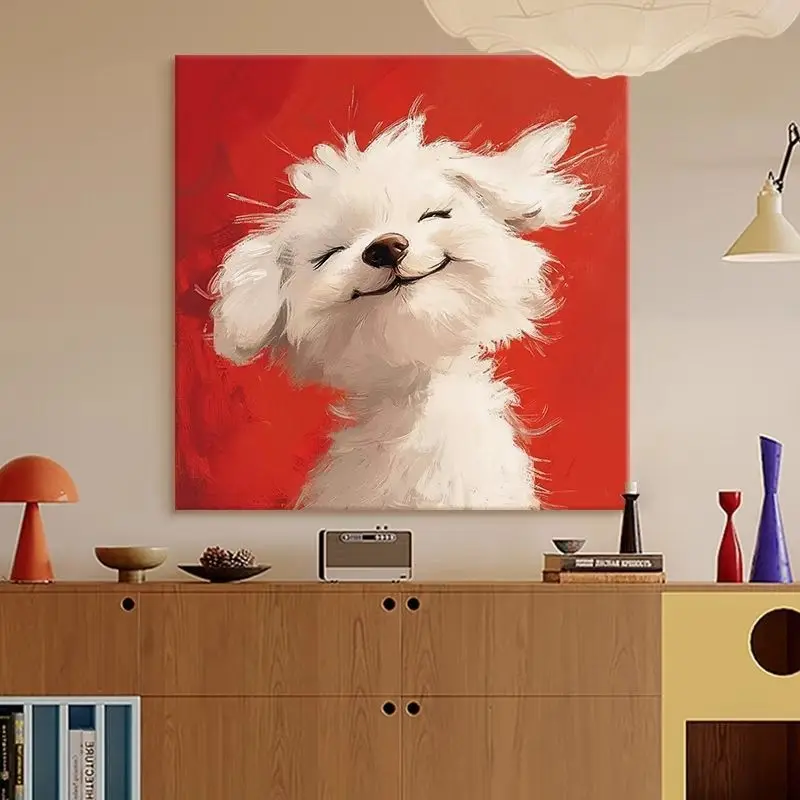 

Cure Series Smiling Dog Cute Decorative Painting Bedroom Sofa Entrance Wall Hanging Picture Modern Abstract Artwork