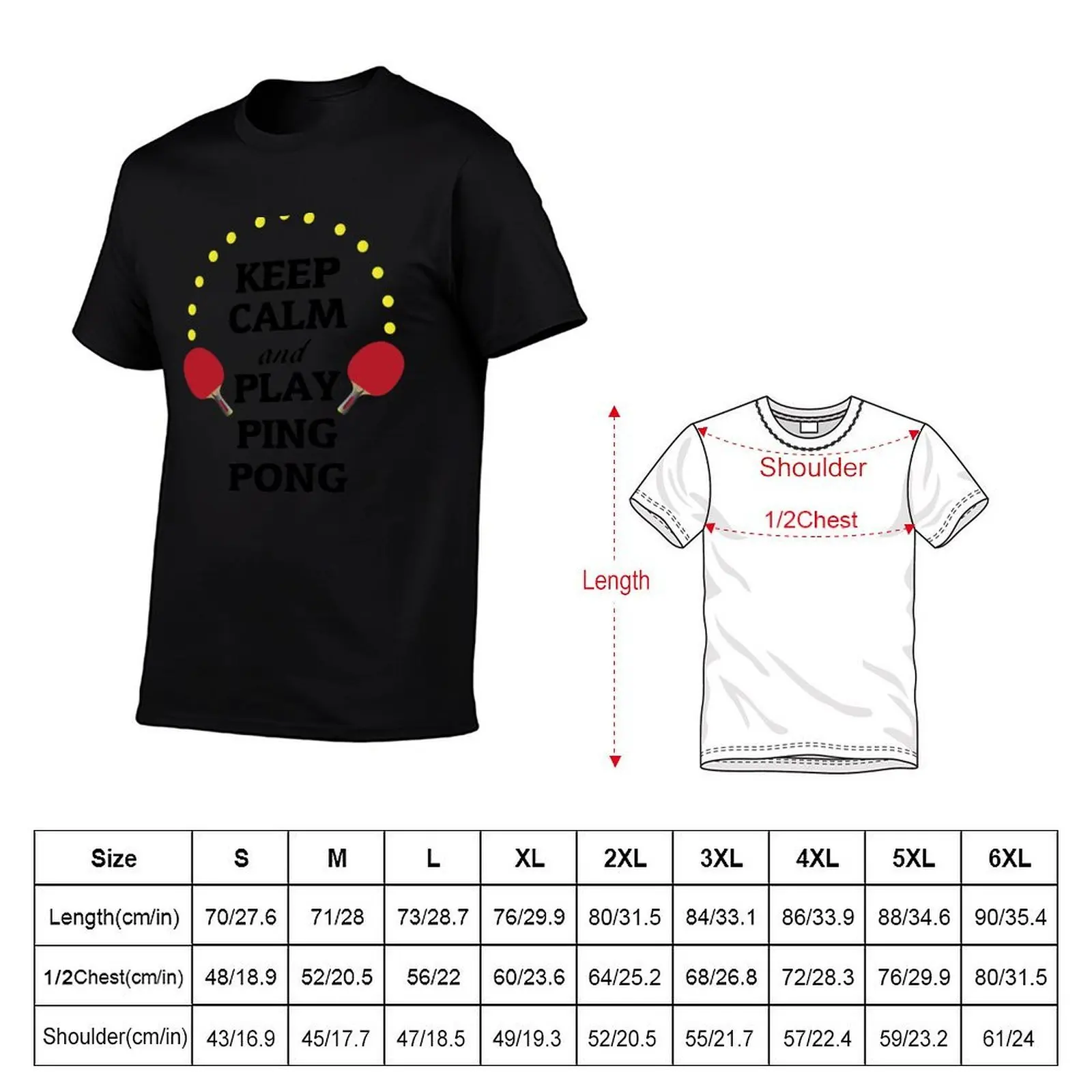 Keep Calm And Play Ping Pong T-Shirt Plus Size Loose Fit T-Shirt
