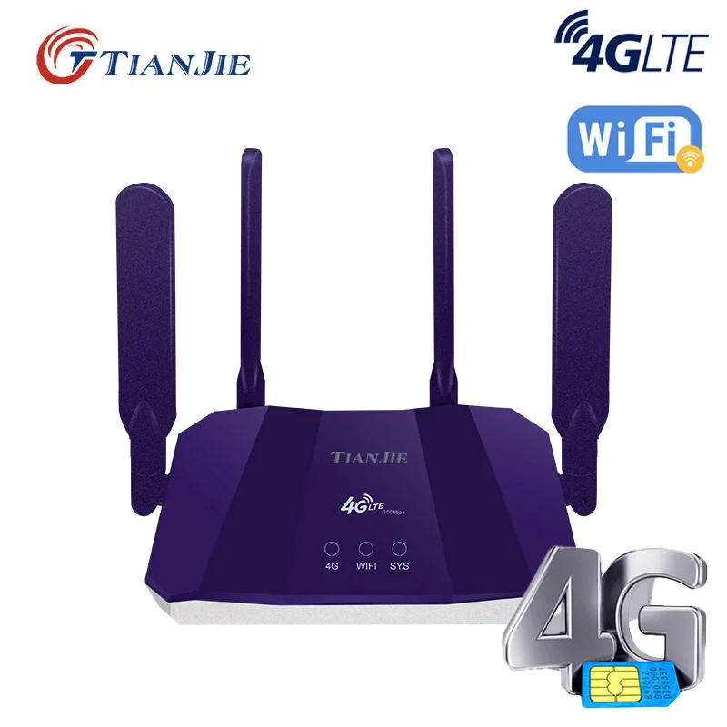 TIANJIE-Routeur 4G, modem Wifi Lte, point d\'accès mobile, antenne CPE, point d\'accès extérieur avec fente pour carte SIM