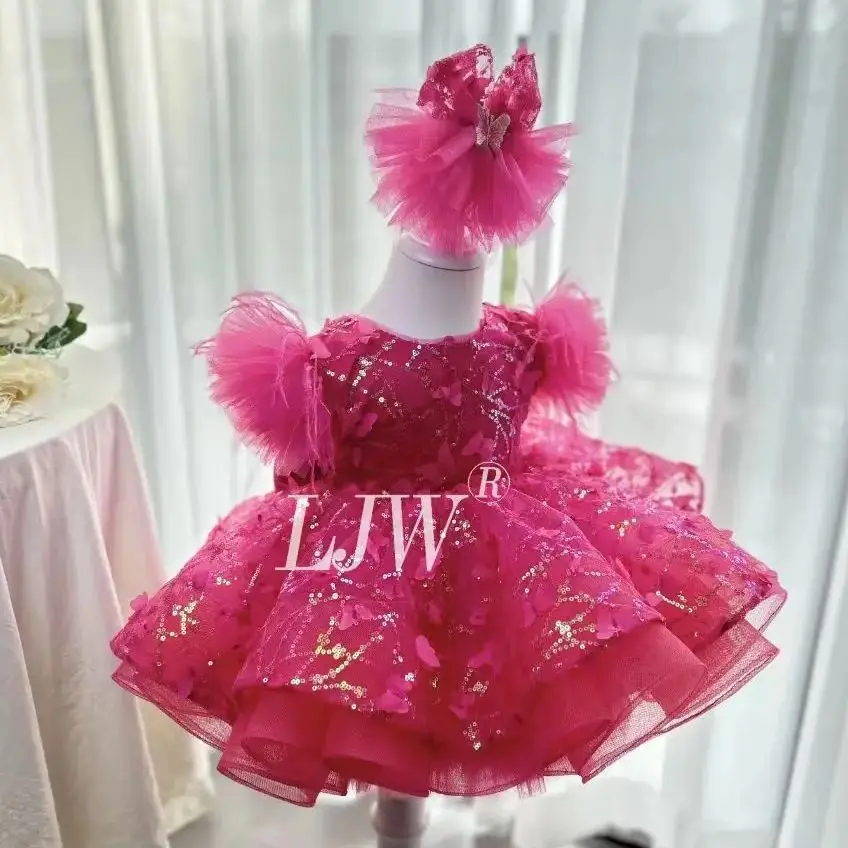 

0-12 years girl gorgeous butterfly sequined party ball dress Carnival show dressbaby girl birthday dressCommunion evening Gown