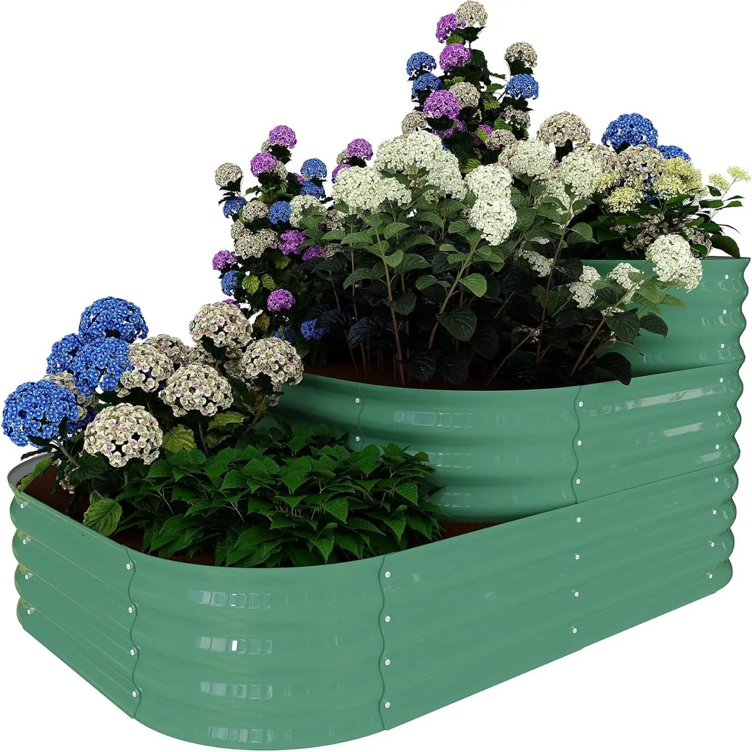 

3-in-1 Raised Garden Bed Kit – Oval Planter Box for Vegetables Flowers, Expandable Open Base Planters, Ground-Connected Outdoor