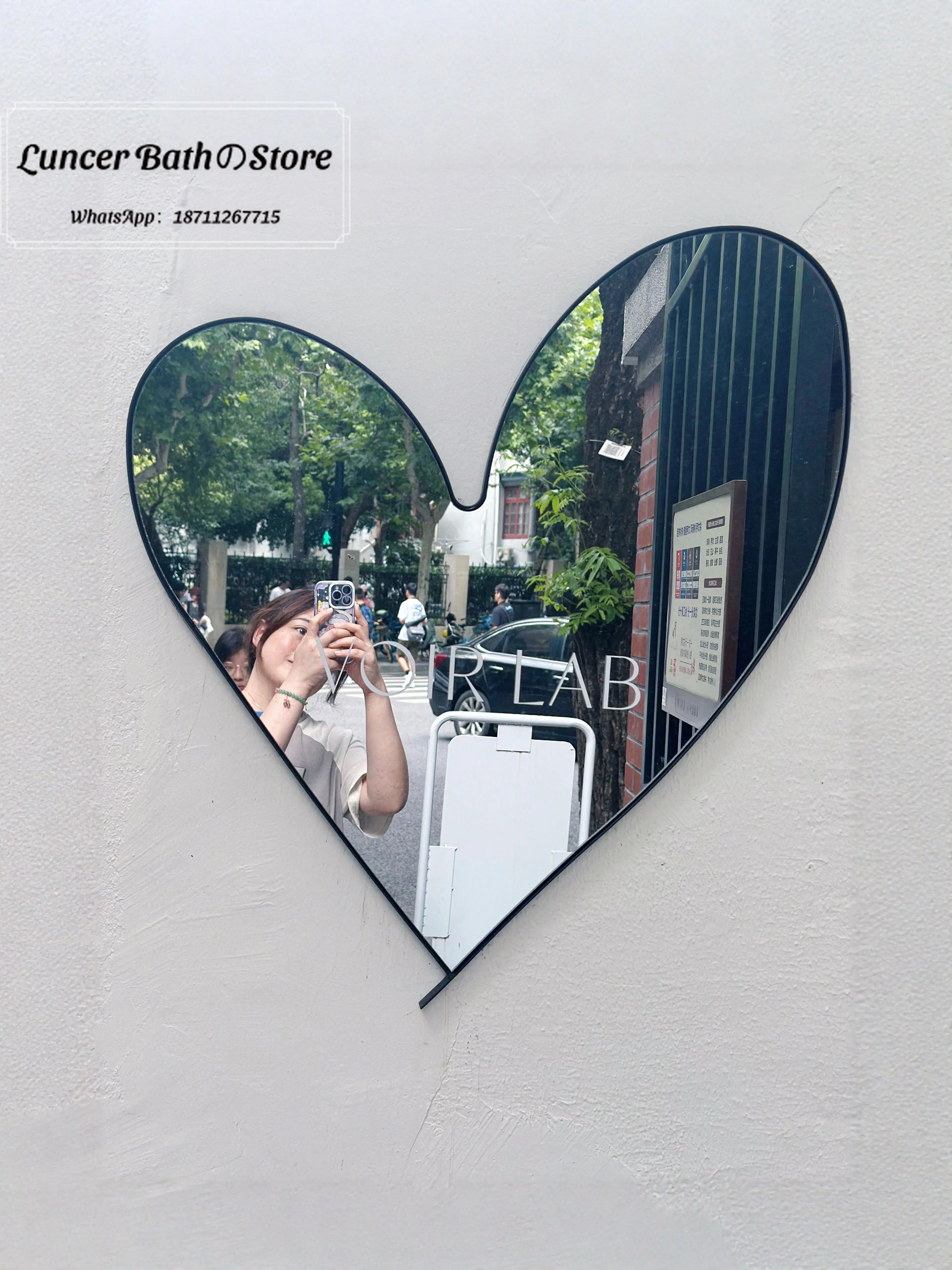 Iron Heart Shape Mirror, Ins Style Viral Photo Mirror for Bathroom, Makeup Vanity Home Decor