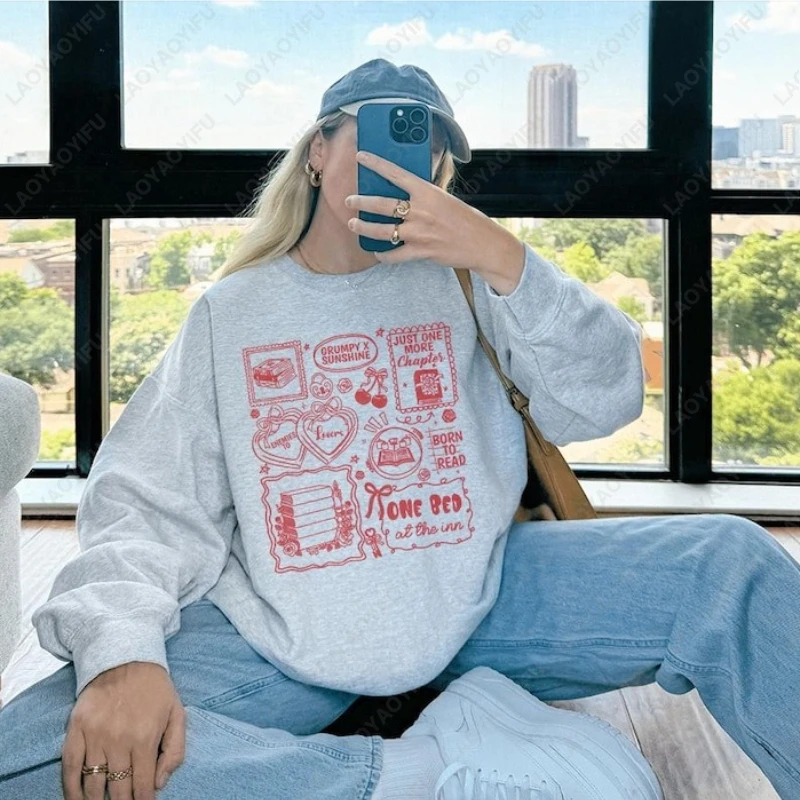 

Book Trope Crewneck Casual Adult Winter Pullover Enemies To Lovers Cozy Bookish Sweatshirt Reader Gift Simple Retro Women Hoody