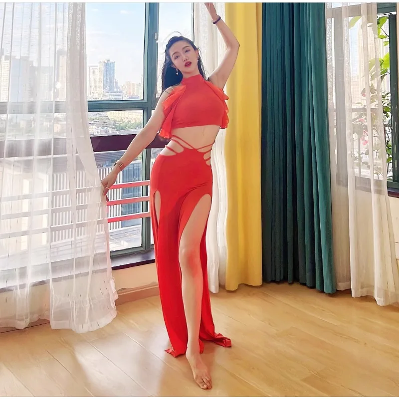 Customized Belly Dance Costumes Practice Outfit Oriental Dance Costume Modal Cute Lace Vest Waist Hanging Skirt