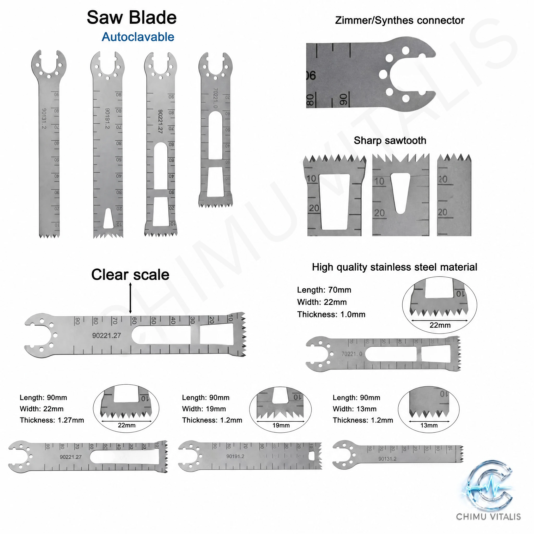 【CHIMU VITALIS】 CHIMU VITALIS Oscillating Saw Blades Multiple Sizes Compatible Saw System Replacement Metal Blade