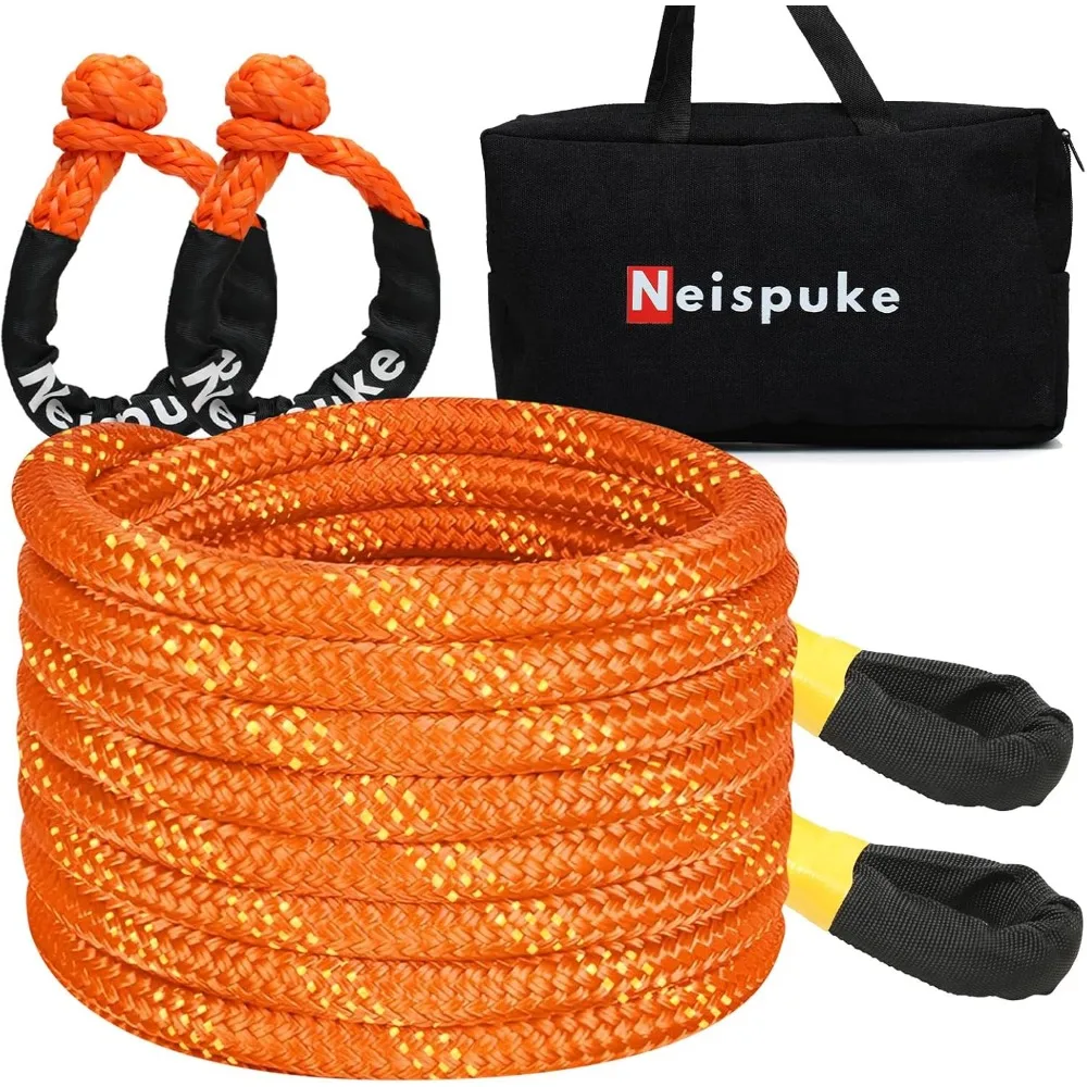 

Буксирный трос для кинетического восстановления длиной 1 × 30 футов с 2 мягкими скобами. Комплект для восстановления бездорожья для внедорожников, квадроциклов, грузовиков, автомобилей и тракторов — Ultimate Elasti