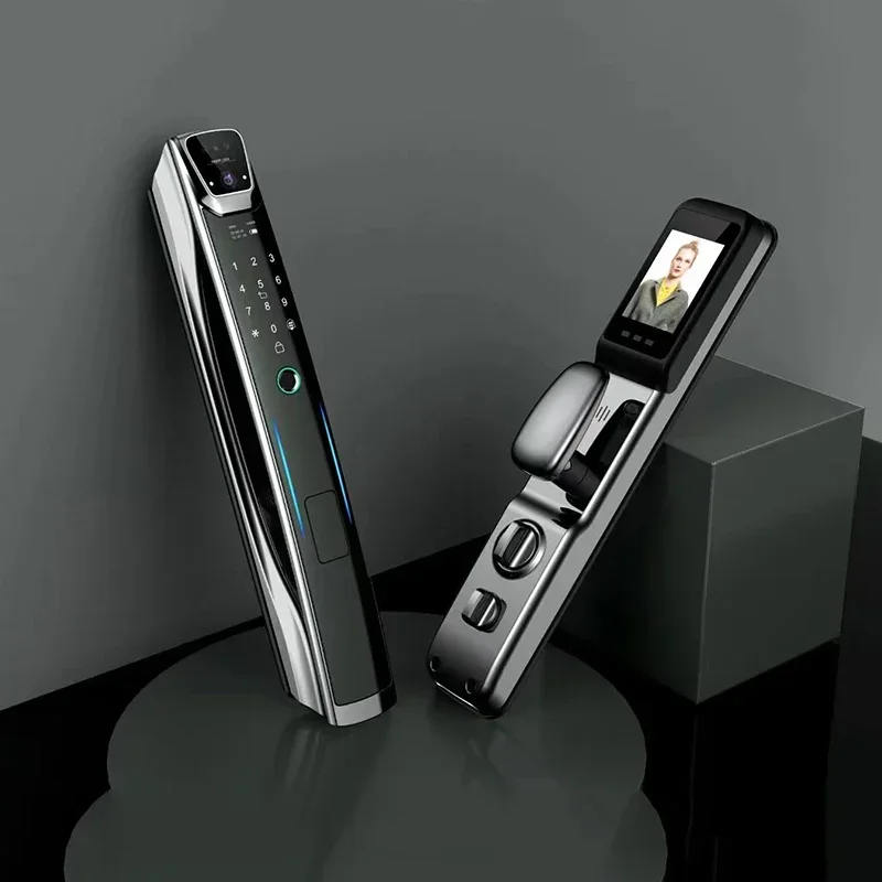 004 3D Face Recognition Fully Automatic Smart Lock WiFi App Fingerprint Keyless Smart Home Door Lock with Camera Video Calling