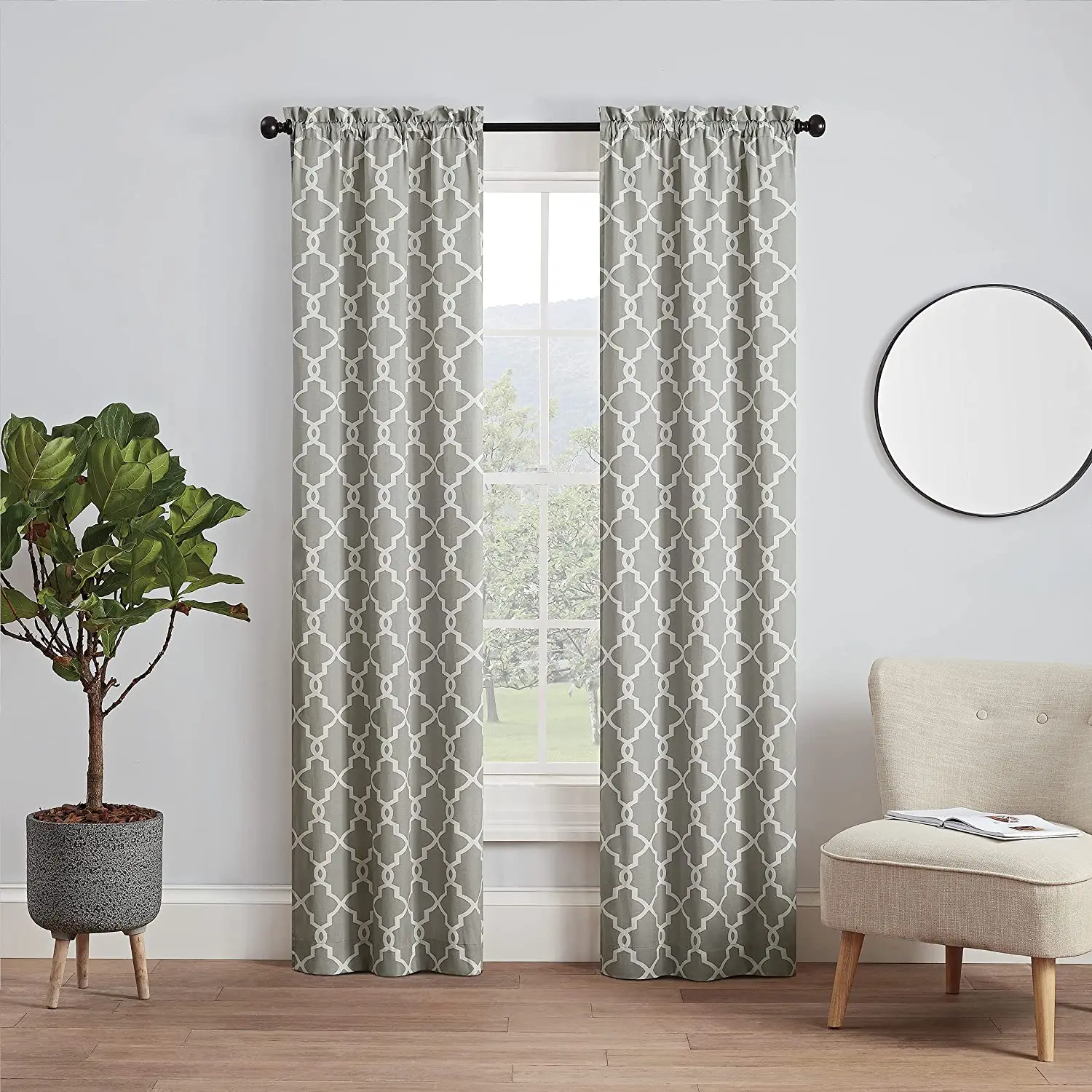 Modern Decorative Rod Pocket Window Curtains for Bedroom or Living Room (Double Panel), 28