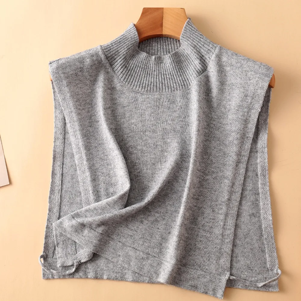 

Элегантный зимний свитер с накладным воротником, регулируемый однотонный воротник-стойка, теплая полурубашка, стильная водолазка, галстук