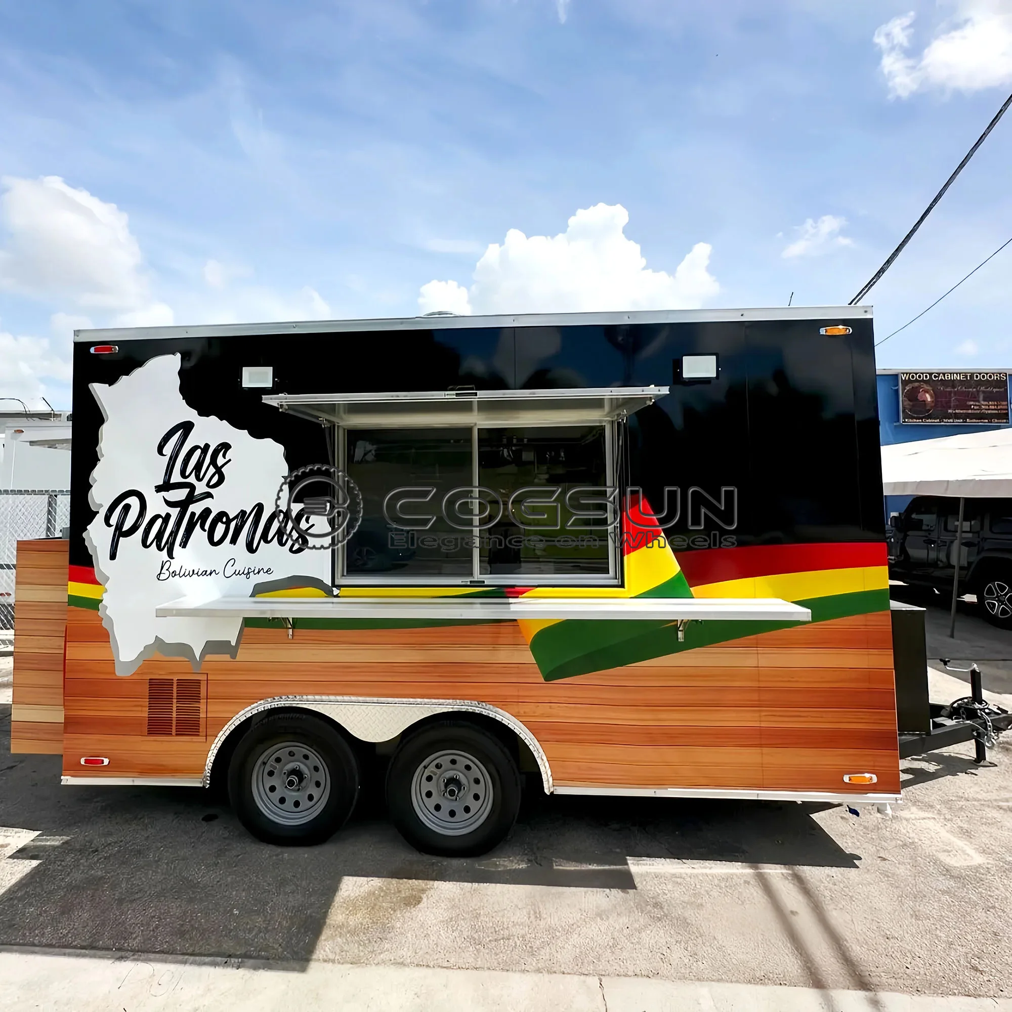

COGSUN Commercial Grade Food Trailer with Insulated Windows Pizza Burger Station for Outdoor Events Mobile Catering