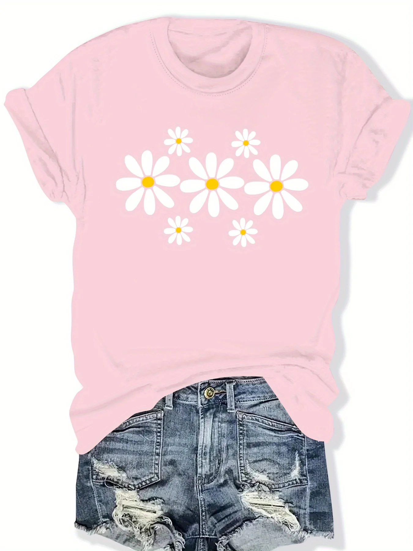 

Fashionable Ladies round Neck Short Sleeve Pattern Print T-Shirt Stylish Casual Top for Women