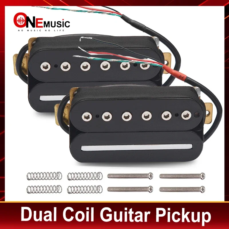 Electric Guitar Humbucker Blade/Hex Screw Adjusting Dual Coil Guitar Pickup with 4 Conduct Cable/Coil Splitting Black