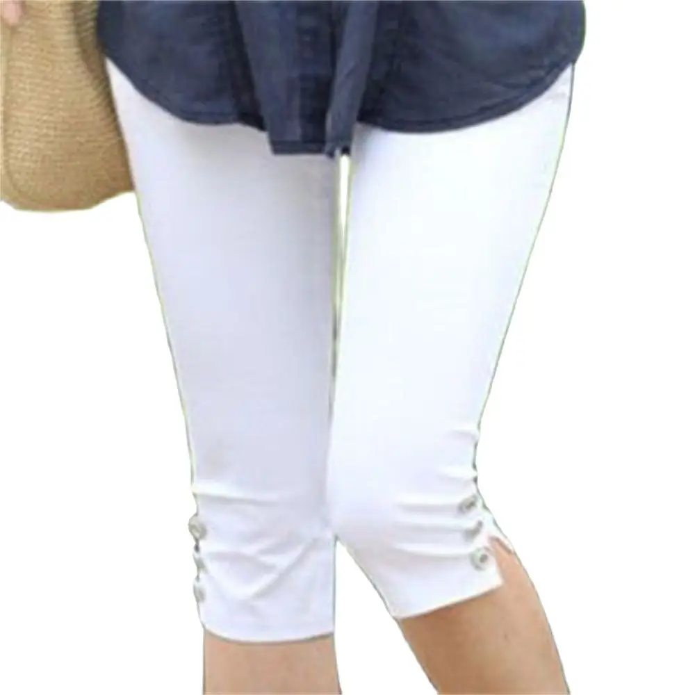 Hot Sale Elasticity Breeches Summer Capris Knee Length Pants Women Thin Breathable Trousrs Ladies High Waist Elastic Capris 5xl