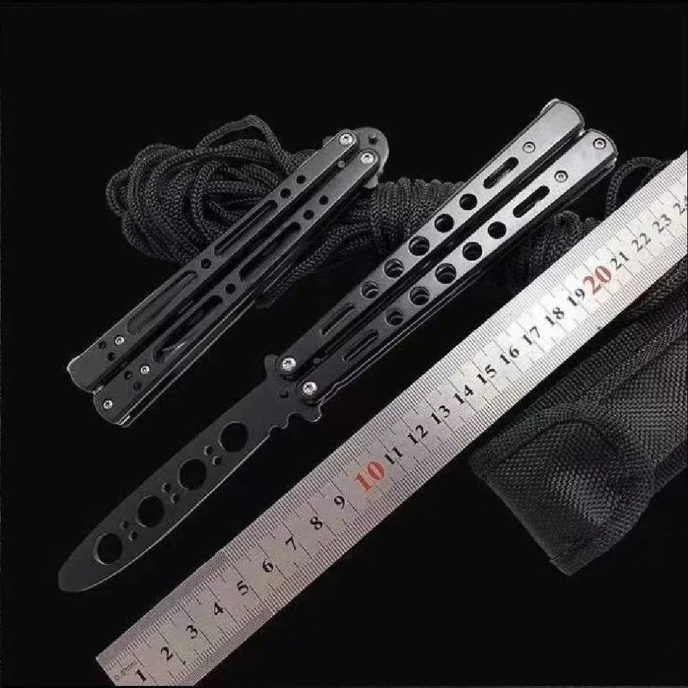 Portable Butterfly Knife Trainer Practice Knife Metal Butterfly Steel Trainer Knife Folding Knife for Practicing Flipping Tricks