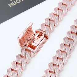 Hip Hop Jewelry 15mm Rose Gold Plated Cuban Link Chain Luxury Women Man Bling Full Iced Diamond Cuban Necklace Christmas Gift