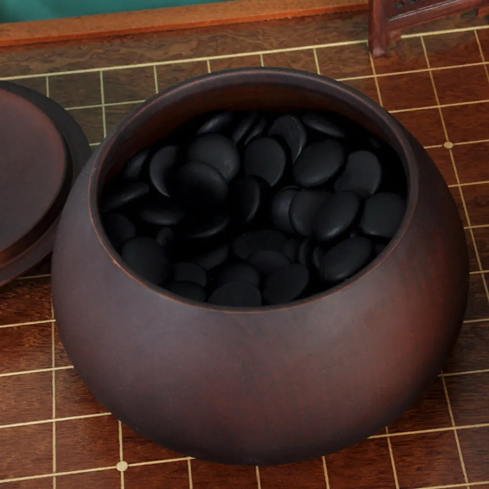 

Wooden Chess Pieces Pot Compact Size Black White Storage Container Go Stones Box Dustproof Case Gaming Entertaining