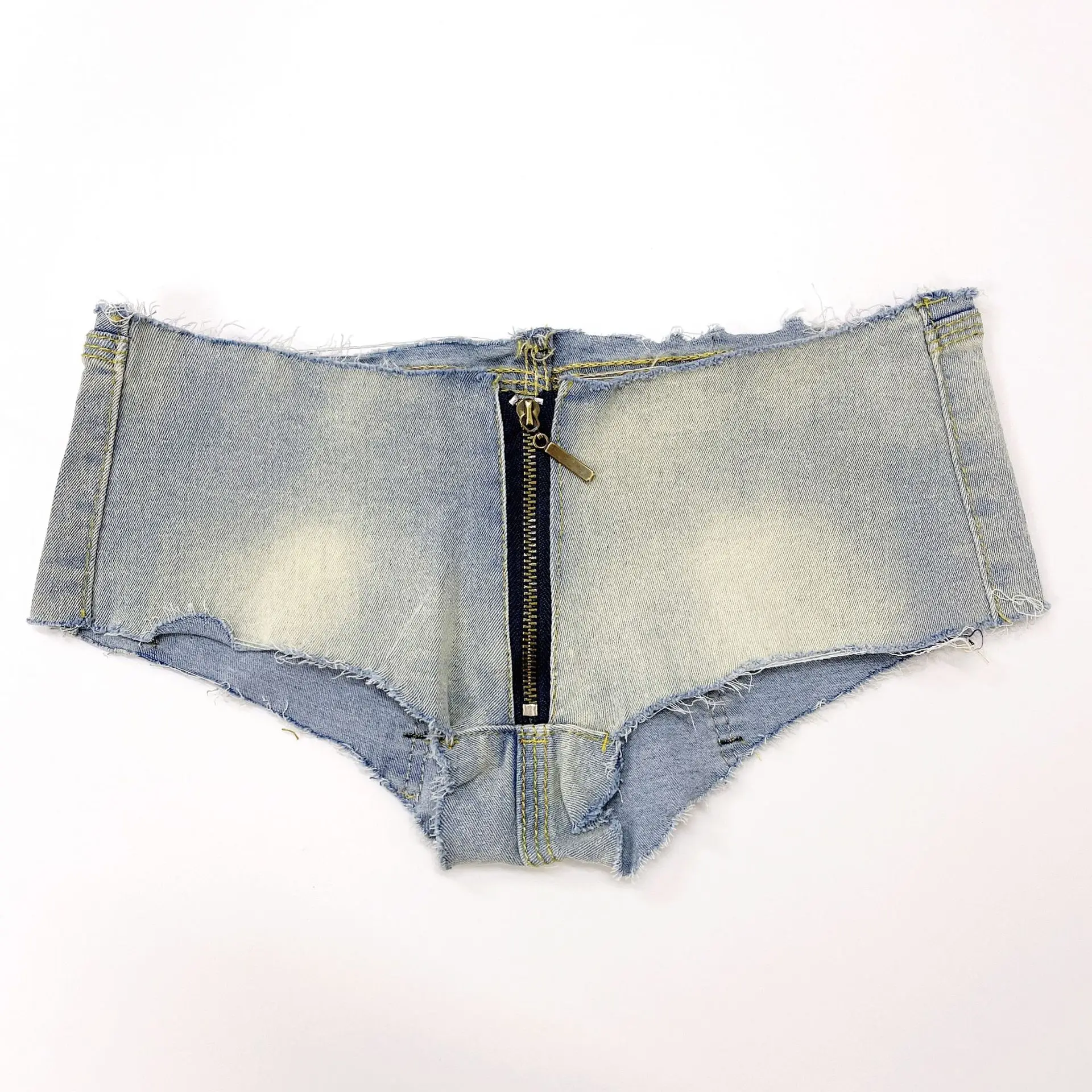 ผู้หญิงเซ็กซี่ต่ำ Waisted ยืดมินิ Celana Pendek Denim หลุมกางเกงขายาว Clubwear