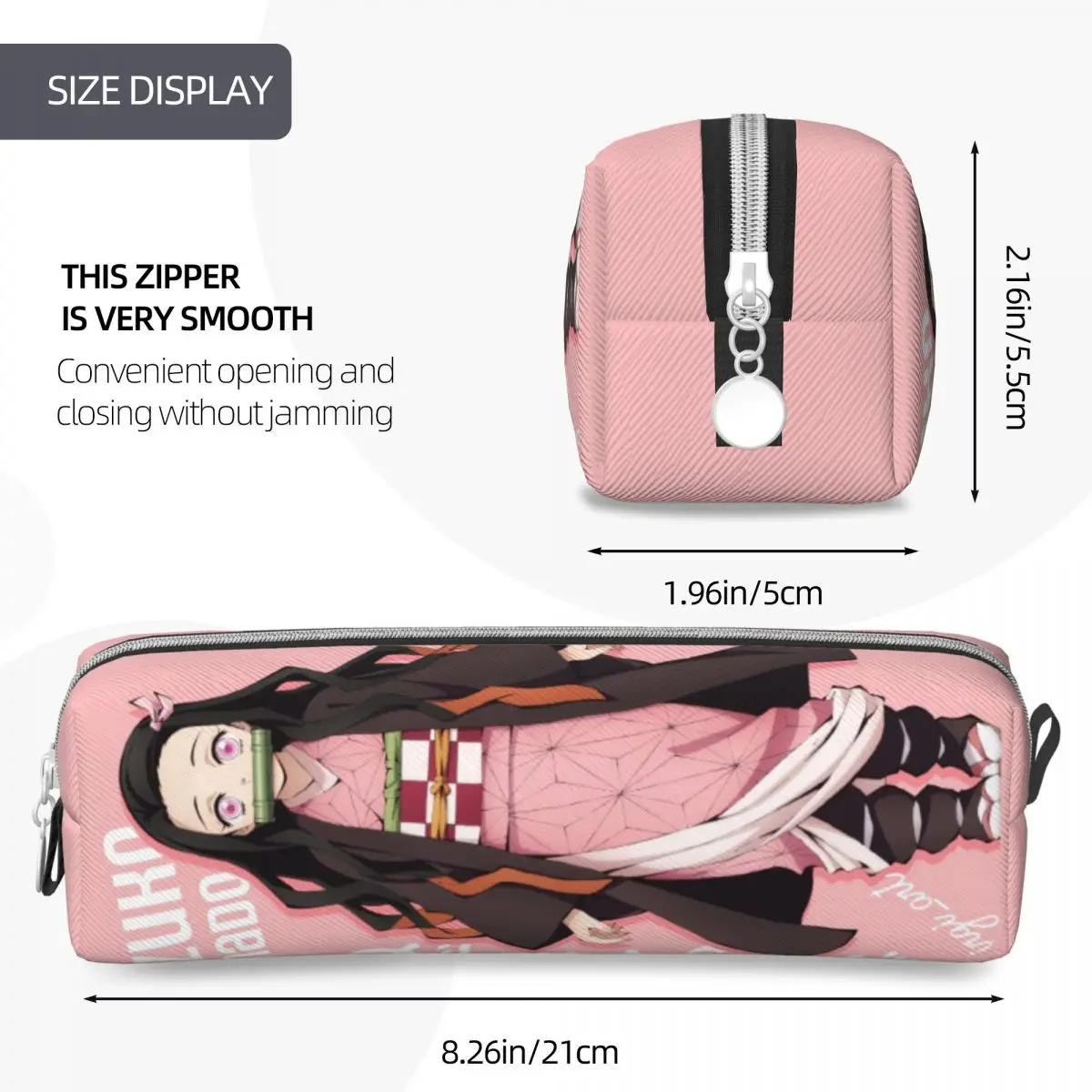 Imagem -04 - Kamado Nezuko Demônio Slayer Anime Lápis Case Pen Box para Estudante Bolsa de Grande Capacidade Material Escolar Zipper Papelaria