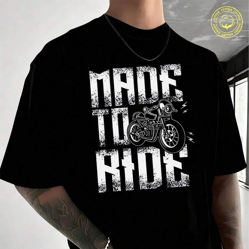 

Men Cotton T-Shirt Vintage Made To Ride Motorcycle Moto T Shirt O-neck Short Sleeve Tees Fashion Hip Hop Tshirt