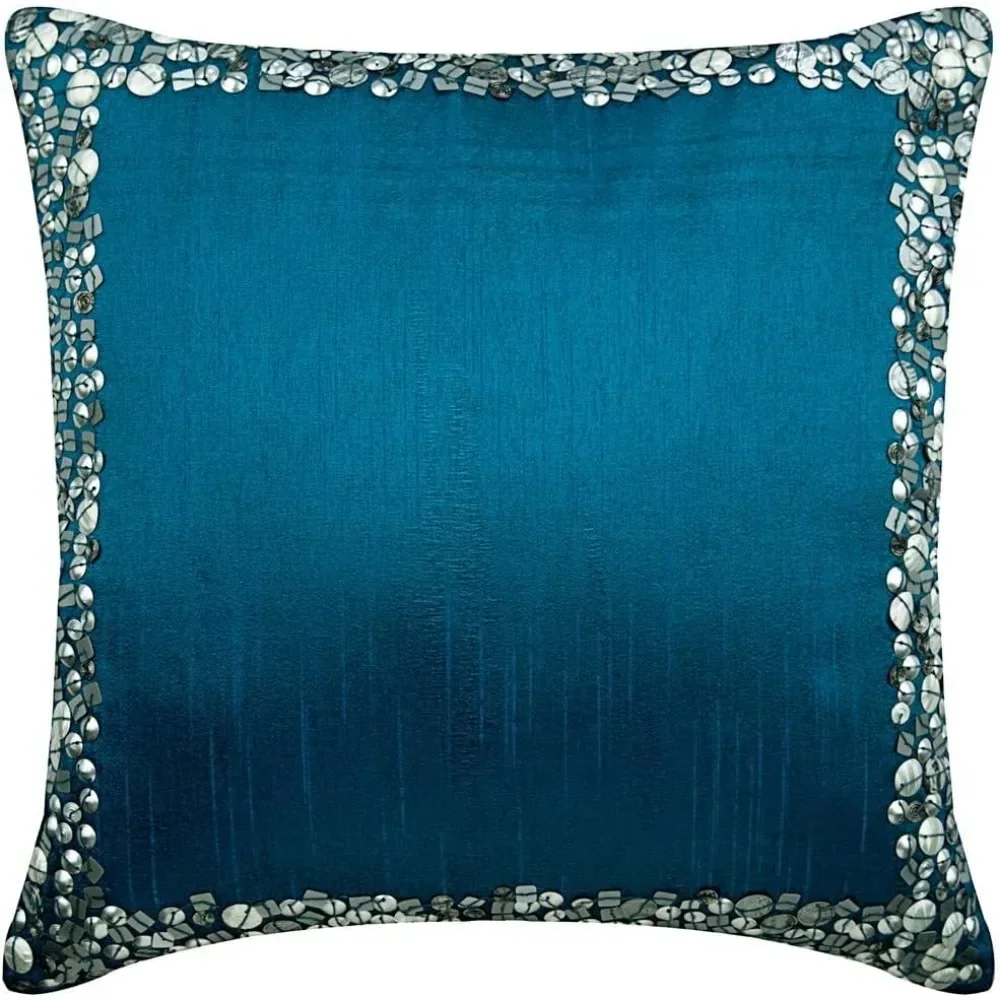 Pillow Cover Decorative Royal Blue Pillow Covers Pack of 2 16x16 inch (40x40 cm) Silk Accent Throw Pillows