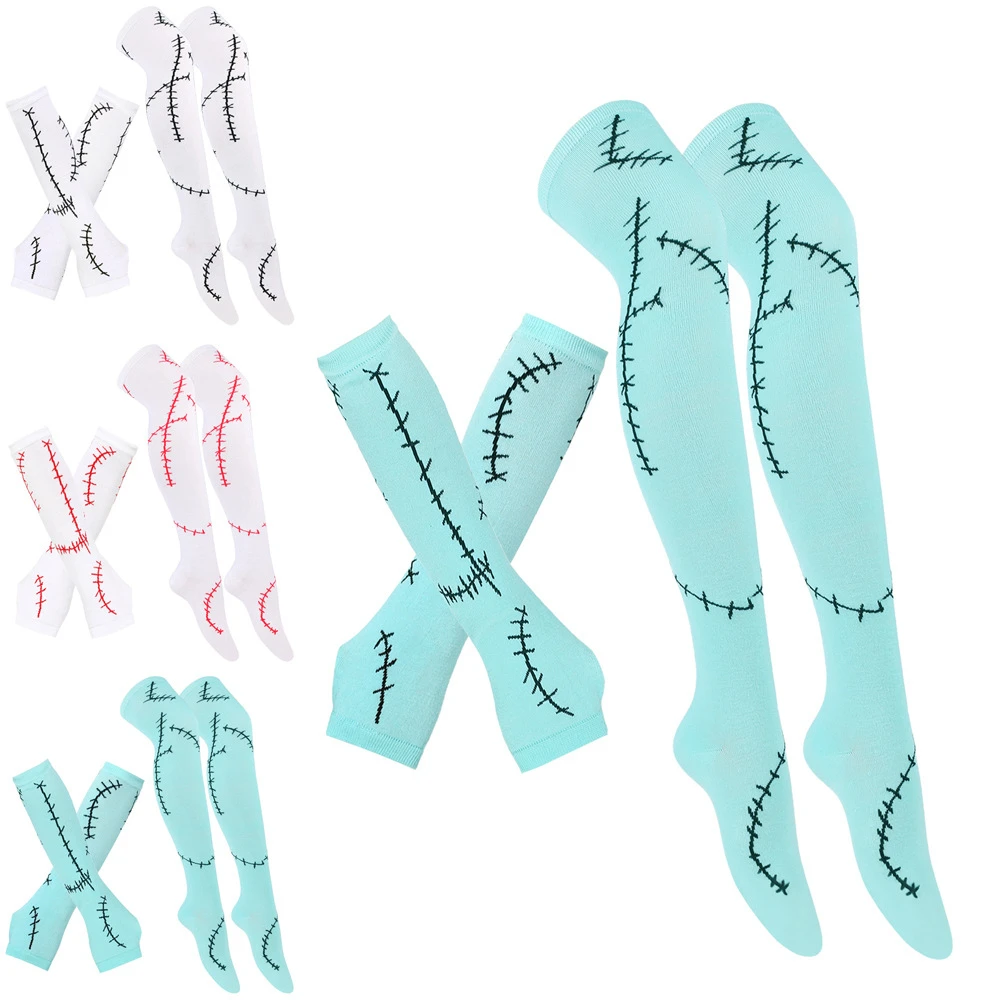 New Halloween Costume Stockings Suit Sally Gloves Socks Play Christmas Cry Cosly Sally Stitch Accessories Suit 1/2 Pcs