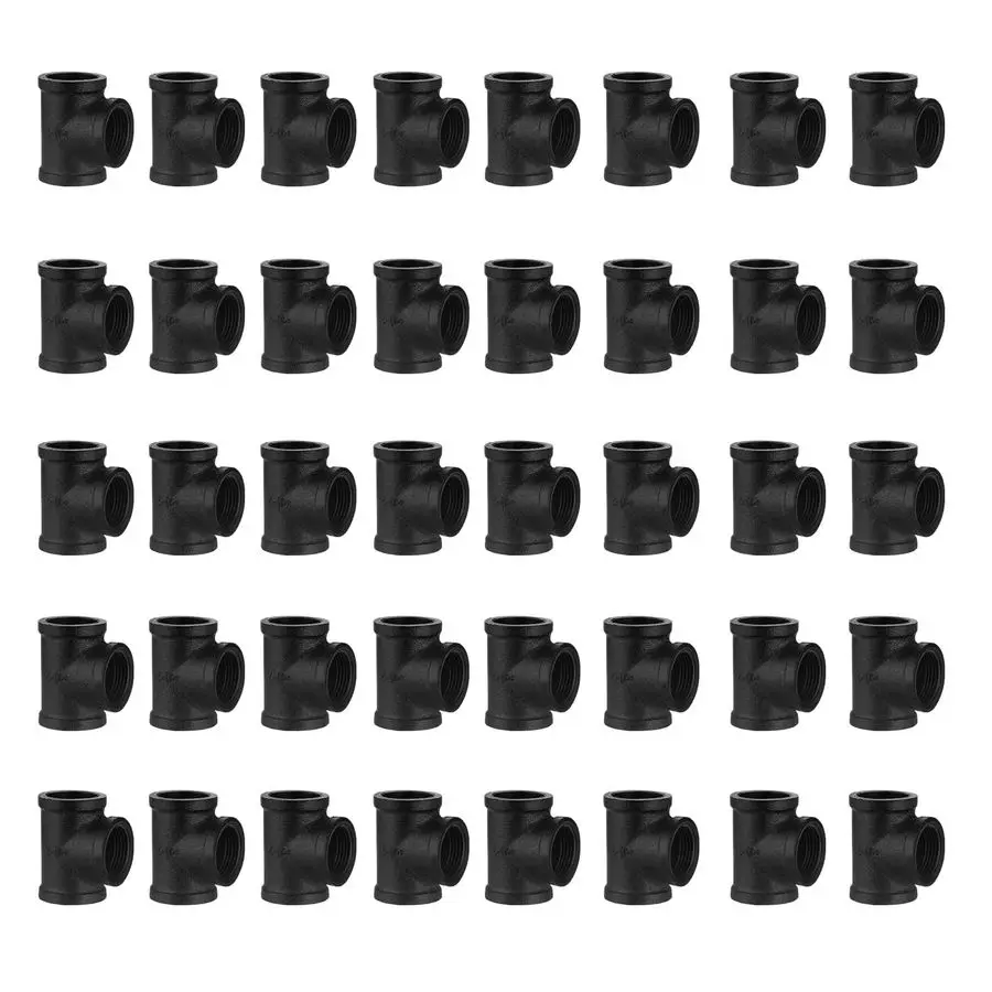 

4 черных резьбовых тройника, 40 шт. черных металлических фитингов DN20 для винтажной сантехники в стиле стимпанк «сделай сам», кронштейны для полок, декор мебели