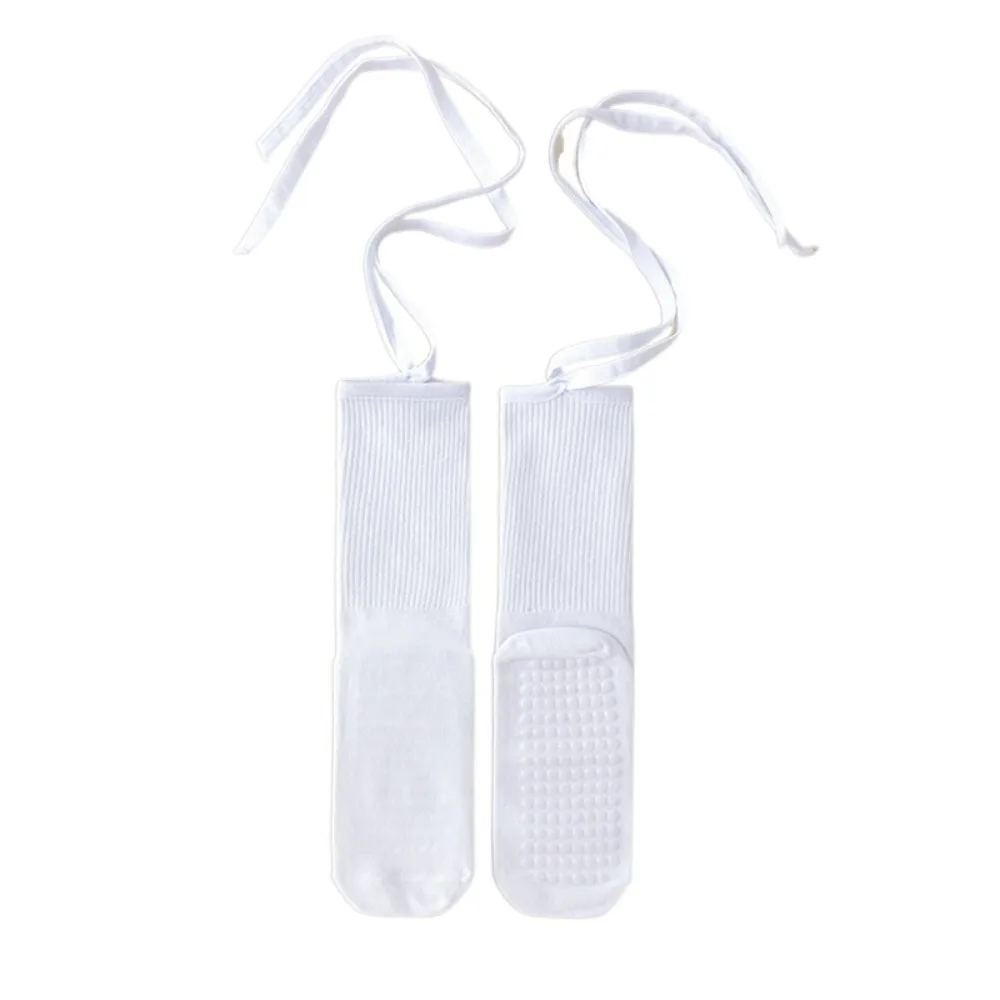 

Silicone Dots Lace-up Yoga Socks Mid-calf Cotton Pilates Socks Women Floor Hosiery Anti Slip Mid Length Socks Barre Workout