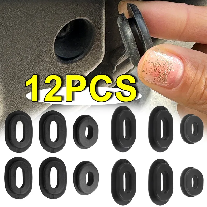 12pcs Motorcycle Black Rubber Grommet Fairing Gasket Bolt Fixing Rubber Ring Body Side Cover Grommet Motor Exterior Parts