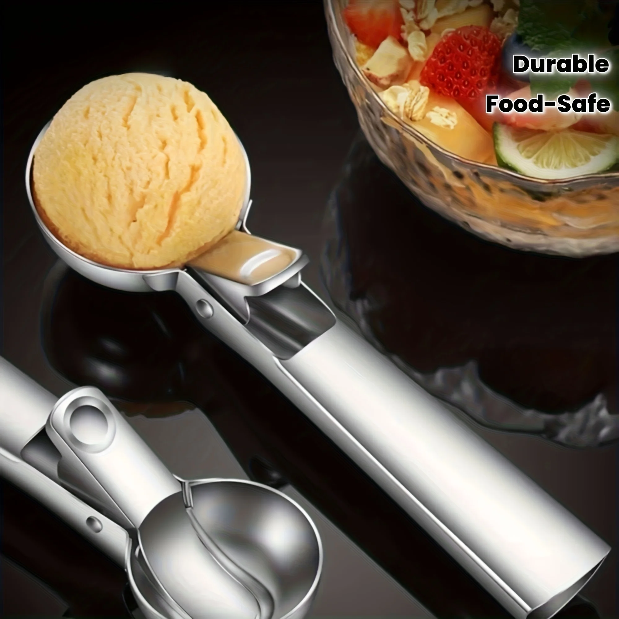 Cuchara para helado y fruta de acero inoxidable de alta resistencia, Compatible con sandía, melón y piña, 1 ud.