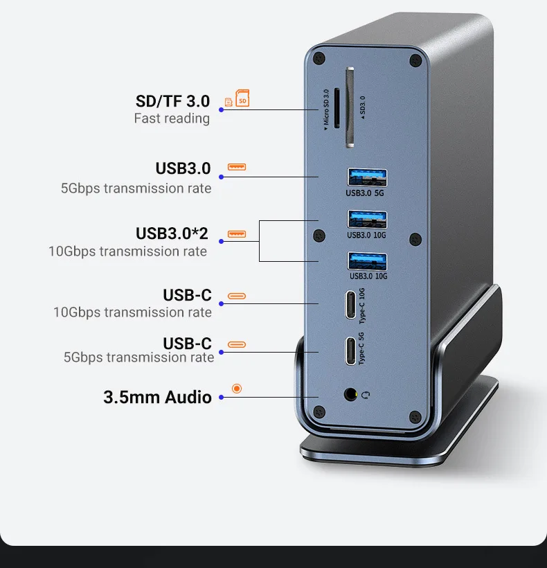 Available Desktop Upright Docking Station 15 in 1 Type C HUB