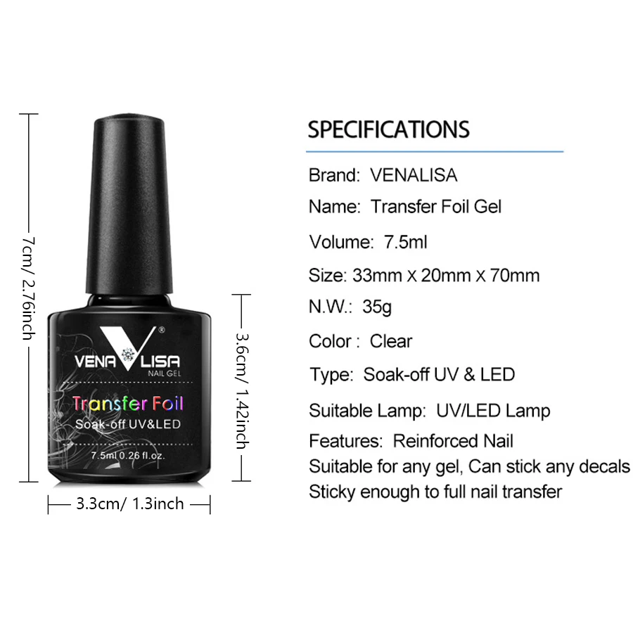 7,5ml Professionelles Nail-Art Transferfolien-Gel UV/LED Einfach Aufzutragendes, Ablösbares Maniküre-Emaille-Gel für Nail-Art-Design – Detail 2