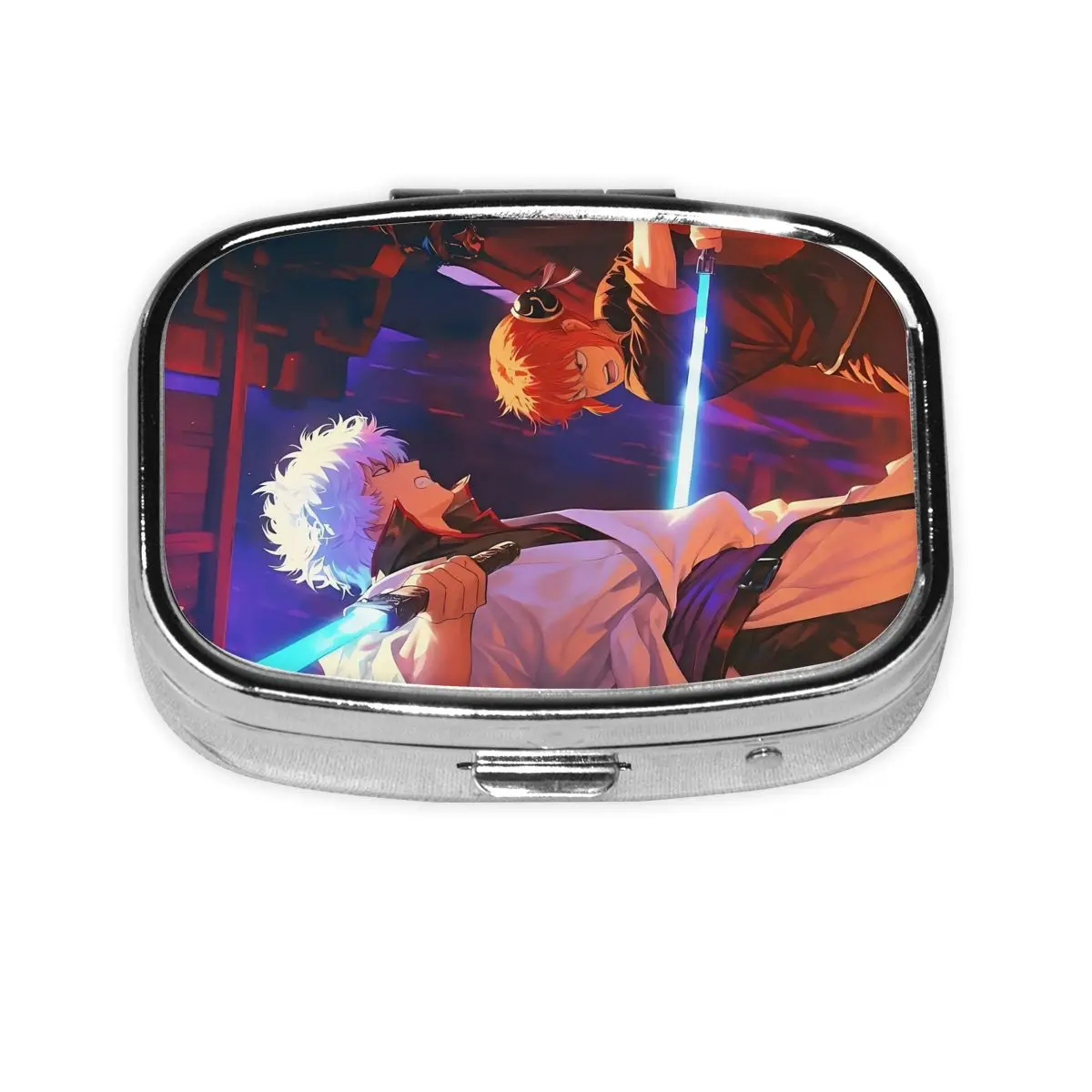 

G-Gintamas Classic Movie Pill Box 2-Compartment Pills Dispenser Harajuku Comic Portable Travel Medicine Storage Box Container