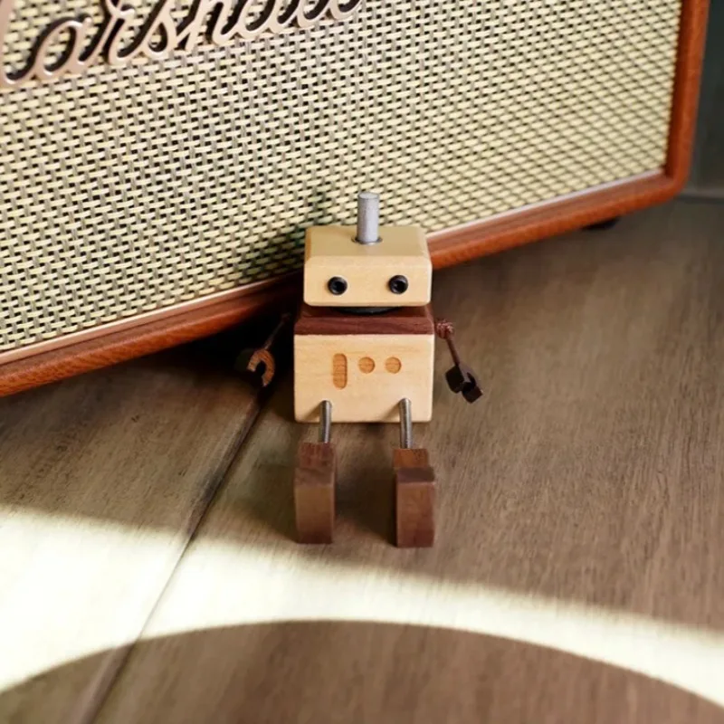 Handcrafted Solid Wooden Wobble Robot Car Dashboard Decor Wooden Desktop Ornament with Essential Oil Diffuser Funny Gift Idea