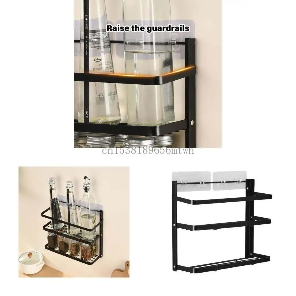 

Space Saving Foldable Spices Rack Wall Mounted Kitchen Organizers B03D
