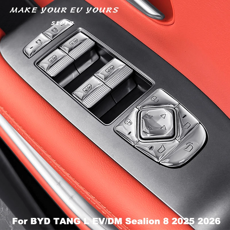 For BYD TANG L EV/DM Sealion 8 2025 2026 Rear Seat Heating Car Door Glass Lifting Button Epoxy Protective Stickers Accessories
