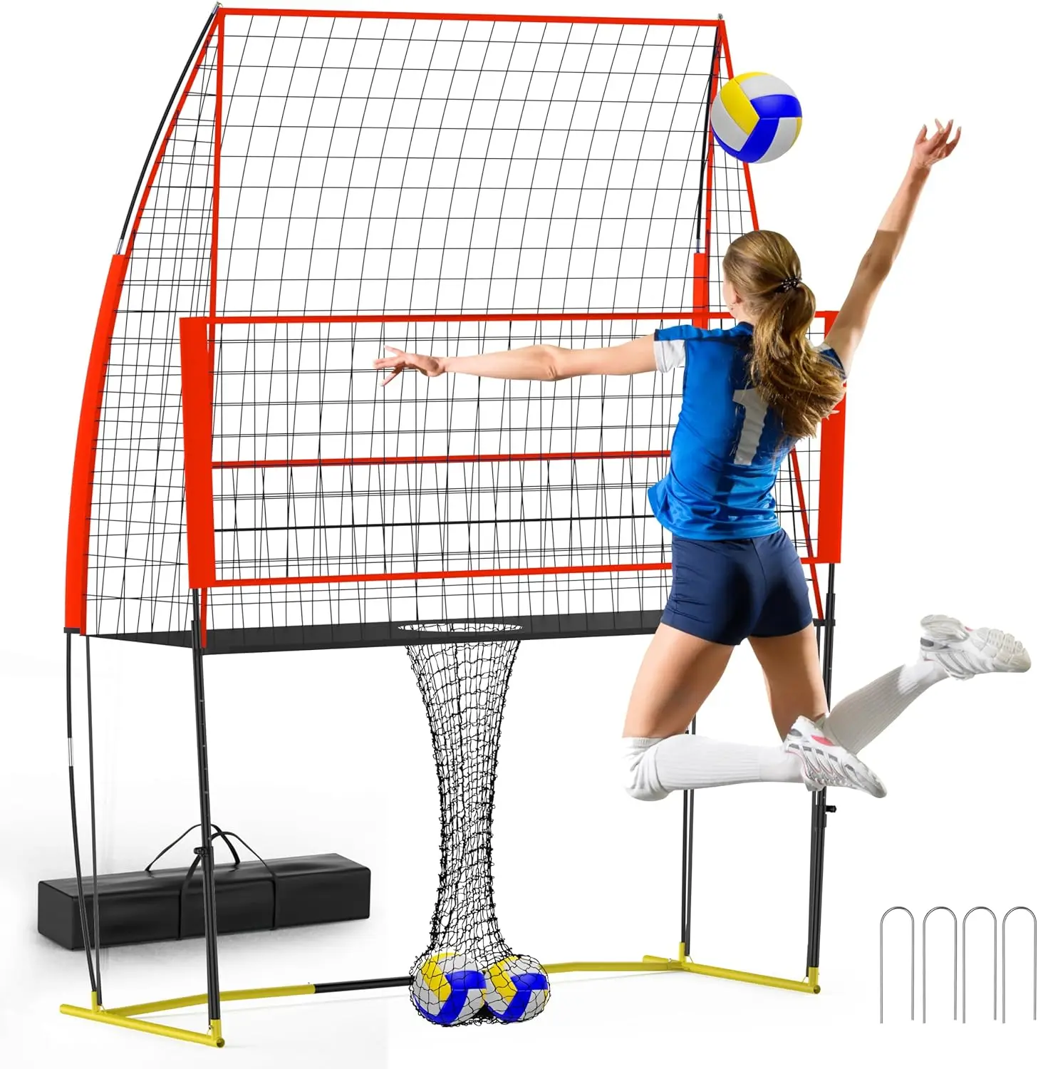 (8 X 11 FT) Volleyball Training Equipment Net for Indoor and Outdoor Volleyball Practice Net Station, Volleyball Spike Trainer P